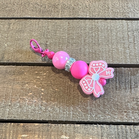 Pink Bow Keychain Charm - Picture 1 of 1